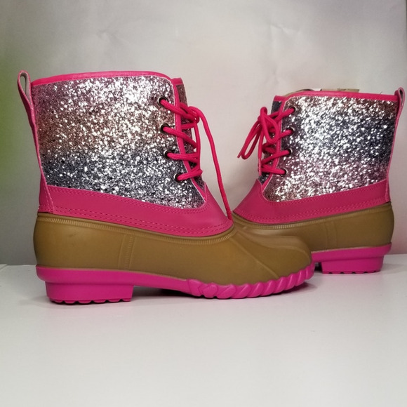 Big Girls Fabkids Girls Ombre Glitter Cozy Duck Boots Size 4 New - Picture 2 of 7